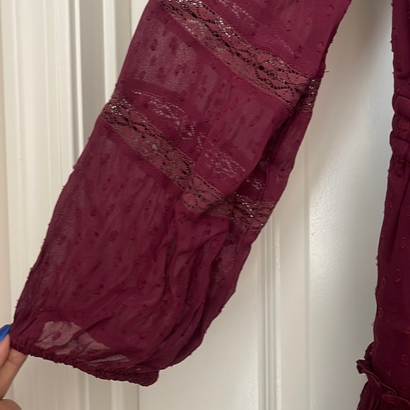 MISA Los Angeles Alin Mini Dress Size M Burgundy Swiss Dot Long Sleeves. - Picture 5 of 16